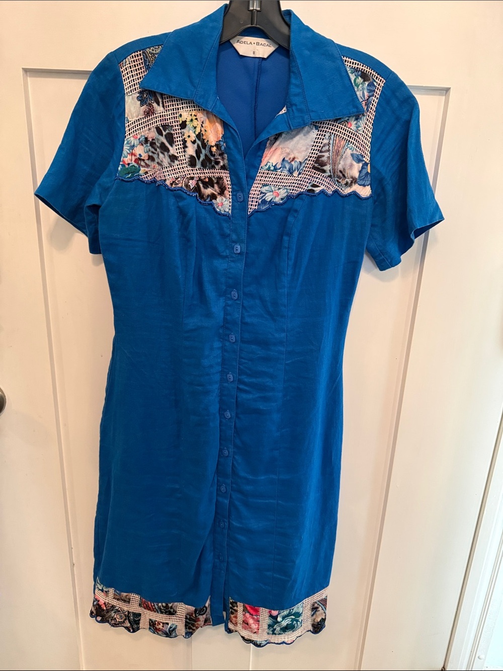 Adela Bacal Button-Front Short Sleeve Western Vibes Dress
